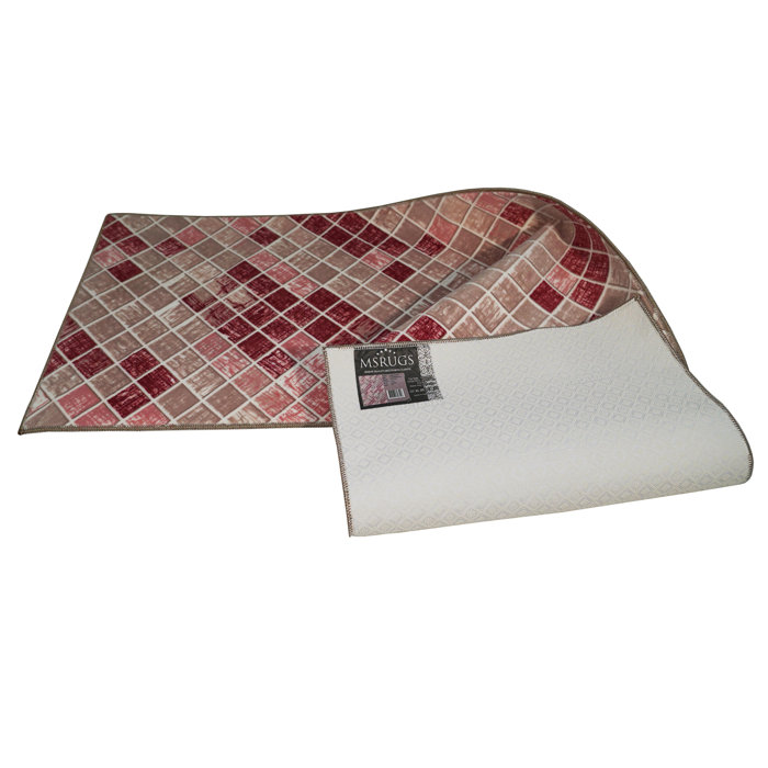 Wrought Studio Maryanne Print Absorbent Soft NonSlip Kitchen Mat